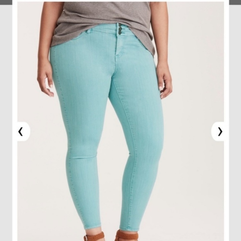 Torrid turquoise jeggings /  skinny jeans sz 12